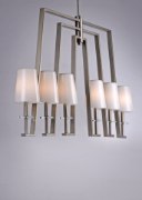 Foto para Swing 6-Light Chandelier PD White Opal Glass CA Incandescent E12 Incandescent 48"x6"x27" (OA HT 29.5"-71.5") (CAN 6"x6"x1")