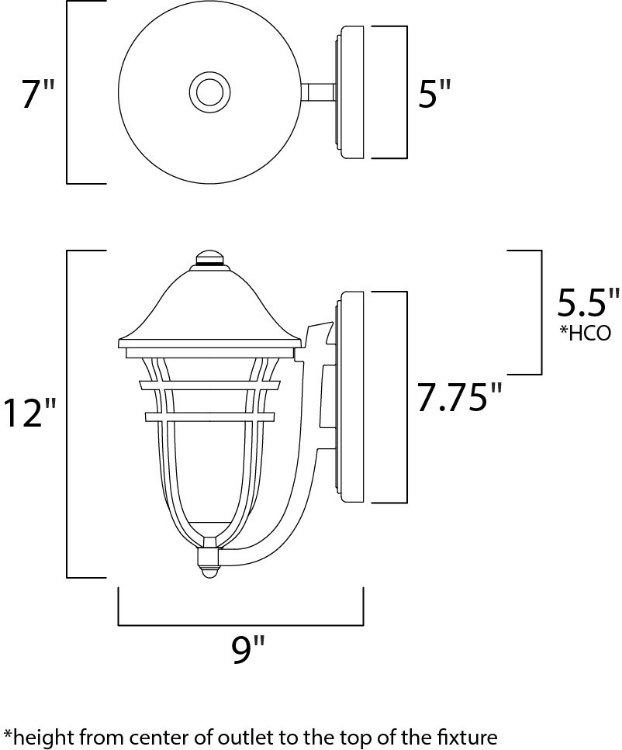 Foto para Westport DC 1-Light Outdoor Wall AT Wisp MB Incandescent Incandescent 7"x12"