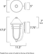 Foto para Westport DC 1-Light Outdoor Wall AT Wisp MB Incandescent Incandescent 9"x17.5"