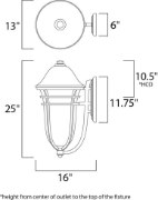 Foto para Westport DC 1-Light Outdoor Wall AT Wisp MB Incandescent Incandescent 13"x25"