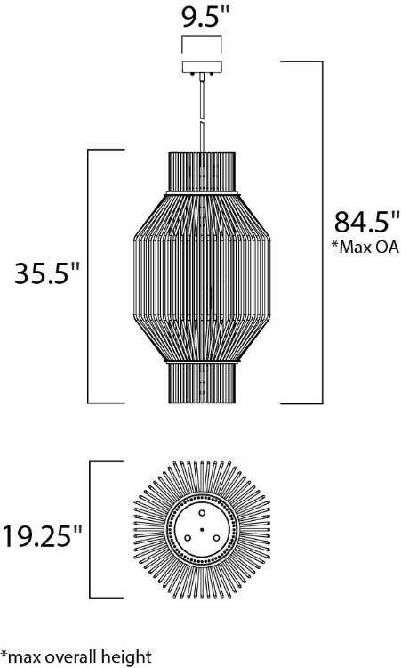 Foto para Aviary LED 10-Light Pendant OI Cognac Cognac Glass Rod G9 LED (OA HT 36.75"-84.5") (CAN 5.5"x5.5"x1.38")