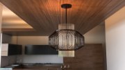 Picture of Aviary LED 13-Light Pendant OI Cognac Cognac Glass Rod G9 LED 27"x27"x23.5" (OA HT 25"-72.75") (CAN 5.51"x5.51"x1.38")