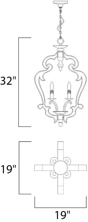 Foto para Olde World 4-Light Chandelier SW CA Incandescent Incandescent 36" Chain
