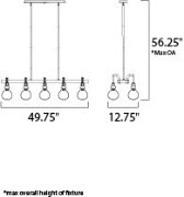 Foto para Kinetic LED 10-Light Linear Pendant DSN Clear Glass PCB LED (OA HT 56.25")