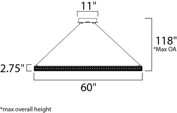 Foto para Eternity LED 60" Single Pendant PC Beveled Crystal PCB LED (OA HT 31.5"-118") (CAN 11"x11"x1.75")