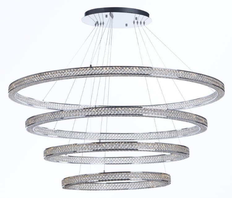 Foto para Eternity LED 4 Tier 60" Chandelier PC Beveled Crystal CRYSTAL PCB LED (OA HT 59"-177") (CAN 11.75"x11.75"x1.75")