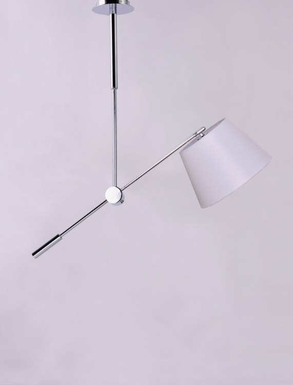 Foto para Hotel LED 1-Light Pendant PC Wafer Linen MB LED 37"x11.75"x33" (OA HT 33"-50")