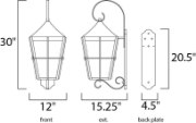 Picture of Revere 1-Light Outdoor Wall Lantern BK Seedy/Frosted GU24 Fluorescent Fluorescent 12"x30"