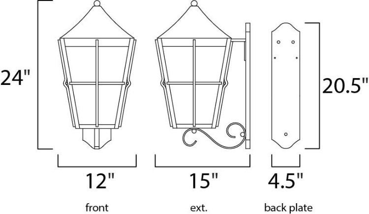 Foto para Revere 1-Light Outdoor Wall Lantern BK Seedy/Frosted GU24 Fluorescent Fluorescent 12"x24"