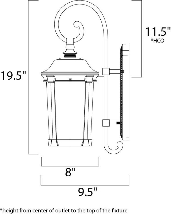 Picture of Dover EE 1-Light Small Wall Wet BZ Seedy/Frosted GU24 Fluorescent Fluorescent