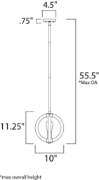 Foto para Bodega Bay 1-Light Pendant AR MB Incandescent Incandescent (OA HT 13.5"-55.5") (CAN 4.5"x4.5"x0.75")