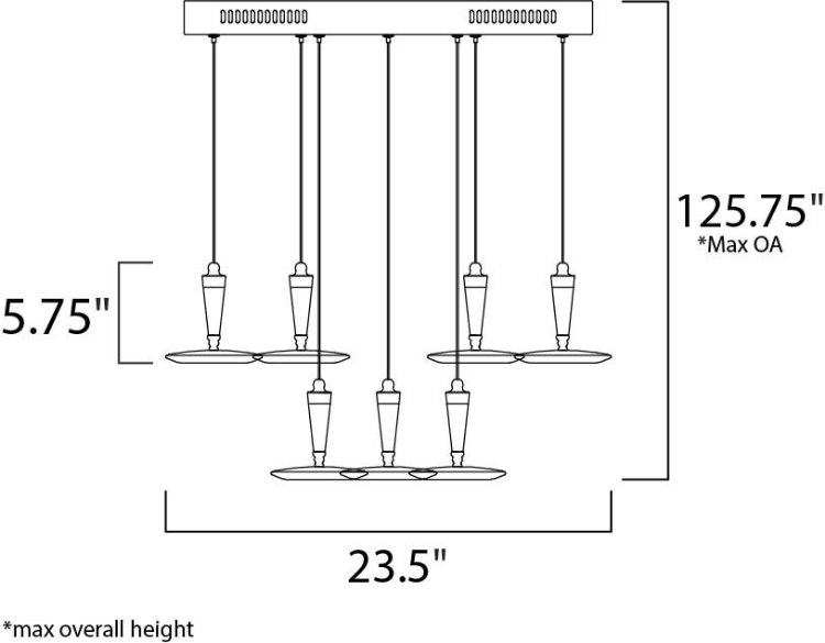 Foto para 7.2W Hilite 9-Light LED Pendant BZ White (OA HT 125.75")
