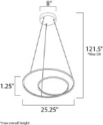 Picture of 55W Cycle LED Pendant MS Acrylic PCB LED (OA HT 3.25"-121.5") (CAN 8"x8"x2")