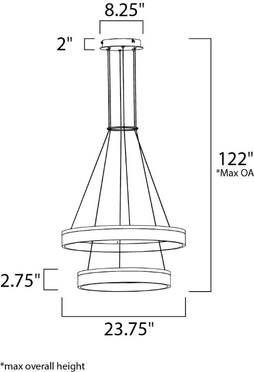 Foto para 40W Saturn 2-Tier LED Pendant BZ Matte White Acrylic PCB LED (OA HT 16.5"-122") (CAN 8.25"x8.25"x2")