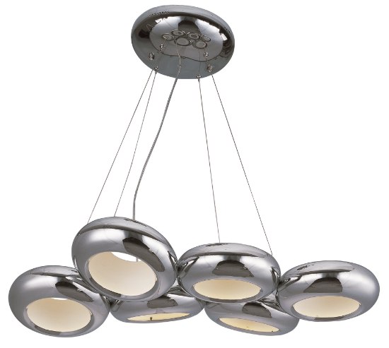 Foto para 16W Donuts 6-Light LED Pendant PC (OA HT 4.75"-124.25") (CAN 9.84"x9.84"x4.05")