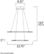 Picture of 36W Saturn II LED 2-Light Pendant MS Matte White Frosted Acrylic PCB LED (OA HT 10.5"-183") (CAN 8.25"x8.25"x2")