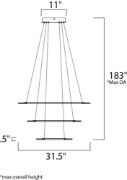 Foto para 68W Saturn II LED 3-Light Pendant MS Matte White Frosted Acrylic PCB LED (OA HT 18.5"-183") (CAN 11"x11"x2")