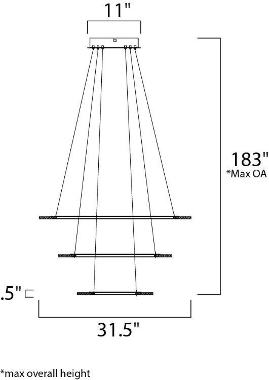Foto para 68W Saturn II LED 3-Light Pendant MS Matte White Frosted Acrylic PCB LED (OA HT 18.5"-183") (CAN 11"x11"x2")