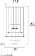 Foto para 105W Saturn II LED 6-Light Pendant MS Matte White Frosted Acrylic PCB LED (OA HT 29.5"-183") (CAN 27.5"x27.5"x1.5")