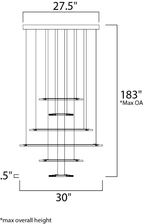 Foto para 105W Saturn II LED 6-Light Pendant MS Matte White Frosted Acrylic PCB LED (OA HT 29.5"-183") (CAN 27.5"x27.5"x1.5")