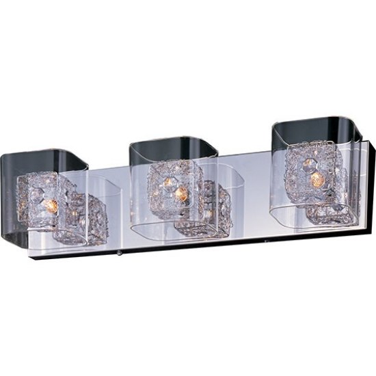 Picture of 40W Gem 3-Light Bath Vanity with SV Shade PC Clear Glass + Steel + Crys G9 Xenon Xenon