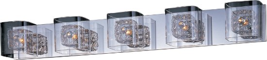 Picture of 40W Gem 5-Light Bath Vanity with SV Shade PC Clear Glass + Steel + Crys G9 Xenon Xenon