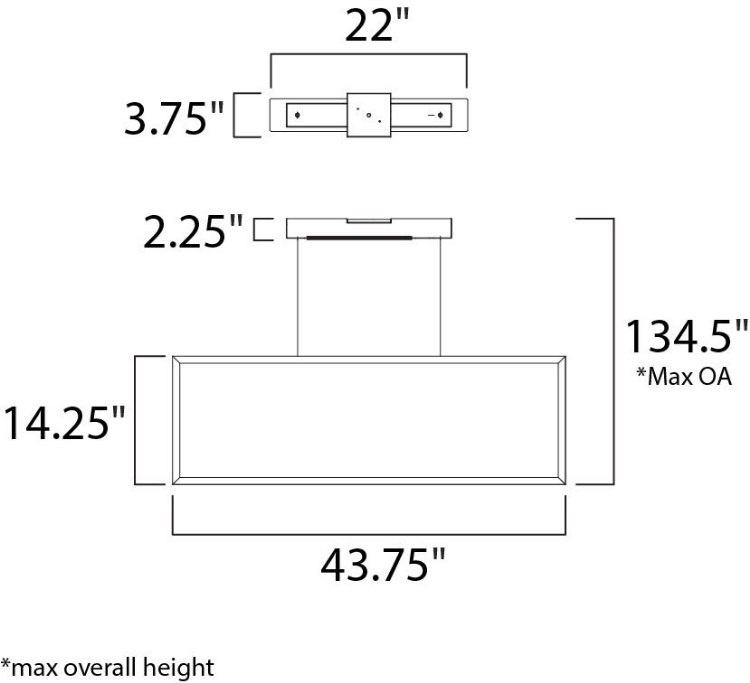 Foto para 40.5W Rhombus LED Pendant MW Acrylic PCB LED (OA HT 17"-134.5") (CAN 21.8"x3.6"x2.2")
