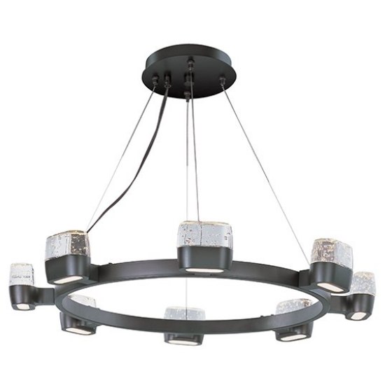 Picture of 3W Volt LED 16-Light Pendant BZ Etched/Bubble 28"x28"x3" (OA HT 8"-120") (CAN 13"x13"x1")