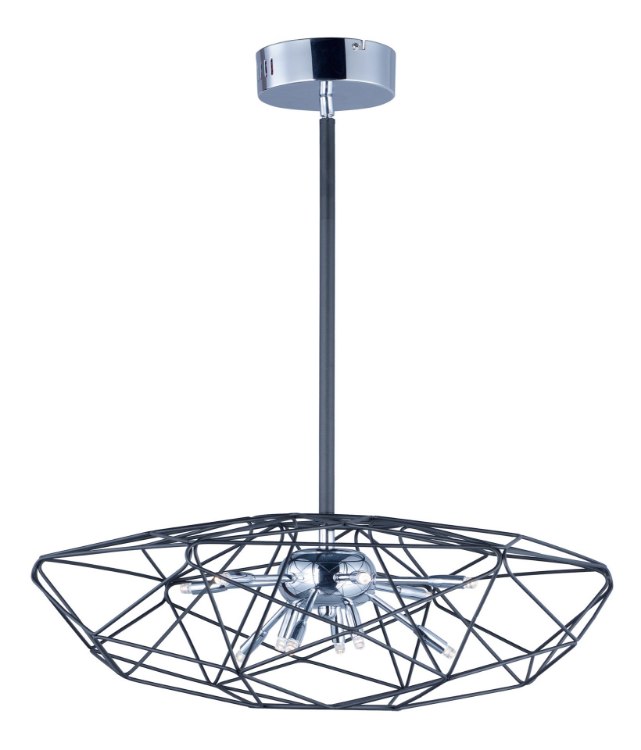 Foto para 1.2W Rubic LED 12-Light Pendant BKPC G4 LED 23"x23"x8.5" (OA HT 13"-57.5") (CAN 5.5"x5.5"x2")