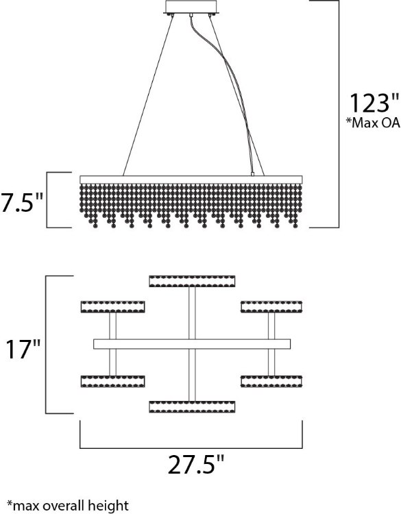Foto para 4W Midnight Shower LED Pendant PC Smoke K9 Crystal PCB LED (OA HT 12"-123")