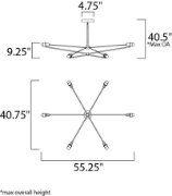 Foto para 8W Bounce LED 6-Light Pendant BKPC Acrylic PCB LED 55.25"x40.75"x9.25" (OA HT 10.75"-40.5") (CAN 4.75"x4.75"x1")