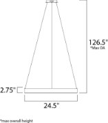 Foto para 64.8W Metallika LED Pendant AL Acrylic PCB LED (OA HT 6.5"-126.5") (CAN 8.75"x8.75"x1.75")