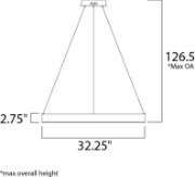 Foto para 86.4W Metallika LED Pendant AL Acrylic PCB LED (OA HT 6.5"-126.5") (CAN 8.75"x8.75"x1.75")