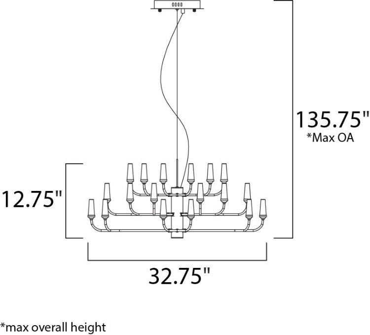 Foto para 1.2W Candela LED Pendant PC Frost White Frosted Acrylic PCB LED 32.75"x32.75"x12.75" (OA HT 15.75"-135.75")