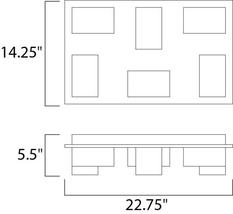 Foto para 7.2W Pizzazz LED Flush Mount PC Clear Ice Crystal Sand on Acry PCB LED 22.75"x14.25"x5.5"