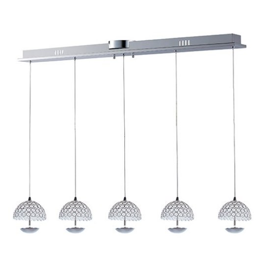 Foto para 4W Parasol 5-Light LED Pendant PC Crystal 44"x6"x6.5" (OA HT 8"-128") (CAN 39.4"x2.76"x1.77")