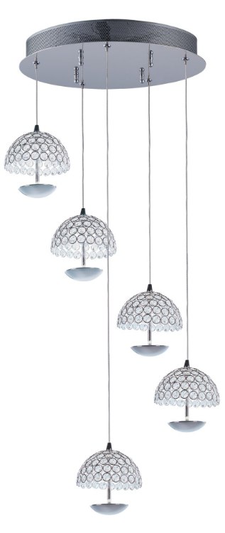 Foto para 4W Parasol 5-Light LED Pendant PC Crystal 16.5"x16.5"x6.5" (OA HT 8"-128") (CAN 12.6"x12.6"x1.77")