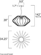 Foto para 7.56W Argent LED Pendant PC Acrylic PCB LED (OA HT 22"-142") (CAN 9.9"x9.9"x1.7")