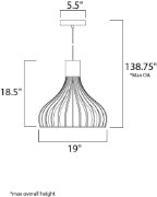 Picture of 15W Turbo LED Pendant PC Lucite Acrylic PCB LED (OA HT 19.75"-138.75") (CAN 5.5"x5.5"x1.38")