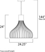 Picture of 20W Turbo LED Pendant PC Lucite Acrylic PCB LED (OA HT 25.25"-144") (CAN 7.09"x7.09"x1.38")