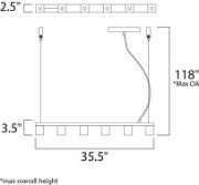 Picture of 2.2W Blocs LED 6-Light Pendant PC Clear Glass G9 LED (OA HT 12"-118") (CAN 15.75"x4.25"x1")