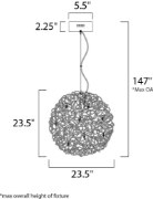 Picture of 1.2W Dazed LED 12-Light Pendant PC G4 LED 23.5"x23.5"x23.5" (OA HT 28.5"-147") (CAN 5.5"x5.5"x2.25")