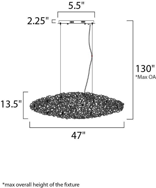 Foto para 1.2W Dazed LED 12-Light Pendant PC G4 LED 47"x19.5"x13.5" (OA HT 24.5"-130") (CAN 5.5"x5.5"x2.25")