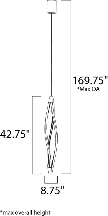 Foto para 7.6W Cyclone LED Pendant MW Matte White Acrylic PCB LED 8.75"x8.75"x42.75" (OA HT 49.75"-169.75")