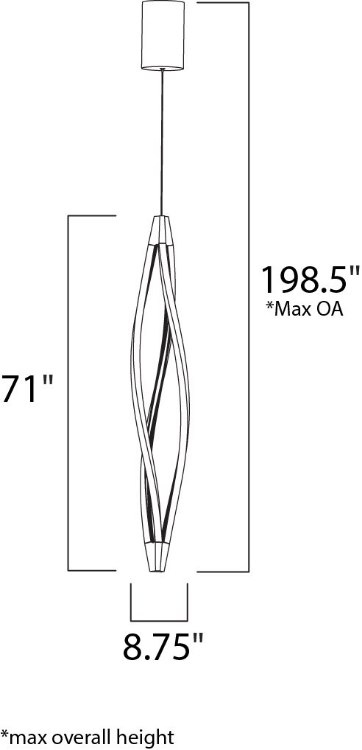 Foto para 14.6W Cyclone LED Pendant MW Matte White Acrylic PCB LED 8.75"x8.75"x71" (OA HT 78.5"-198.5")