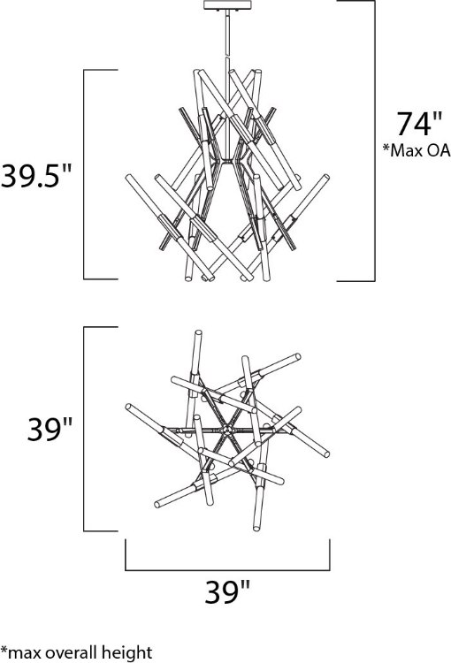 Foto para 3W Light Saber LED Pendant GM Clear Acrylic Acrylic PCB LED 39"x39"x39.5" (OA HT 39.5"-74")
