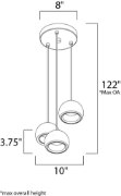 Picture of 4W Alumilux LED 3-Light Pendant WT PCB LED 10"x10"x3.75" (OA HT 5"-122") (CAN 8"x8"x1")