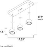 Picture of 4W Alumilux LED 3-Light Pendant WT PCB LED 17.25"x4.5"x3" (OA HT 4.25"-122") (CAN 15.75"x4.5"x1")