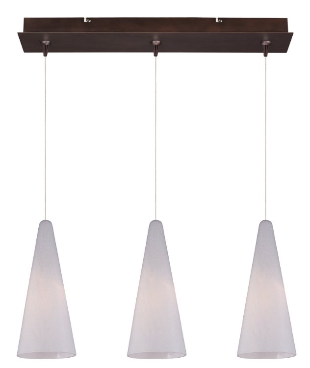 Foto para 50W Lava 3-Light RapidJack Pendant and Canopy BZ White Lava Glass 12V GY6.35 T4 Xenon 24.25"x4.5"x10" (OA HT 14"-134") (CAN 4.5"x4.5"x2.5")