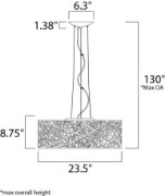 Picture of 2.9W Inca 9-Light Pendant W/LED Bulb PC Clear/White Stainless Steel G9 LED 23.5"x10" (OA HT 18"-130") (CAN 7")